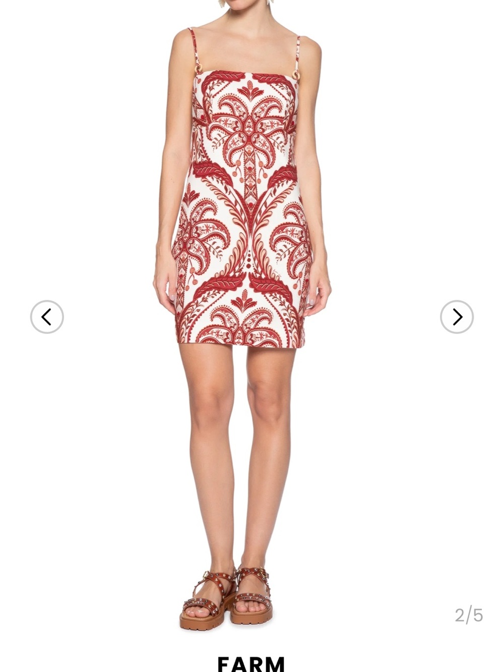 Farm Rio Red & White Printed Spaghetti Strap Mini Dress, size small